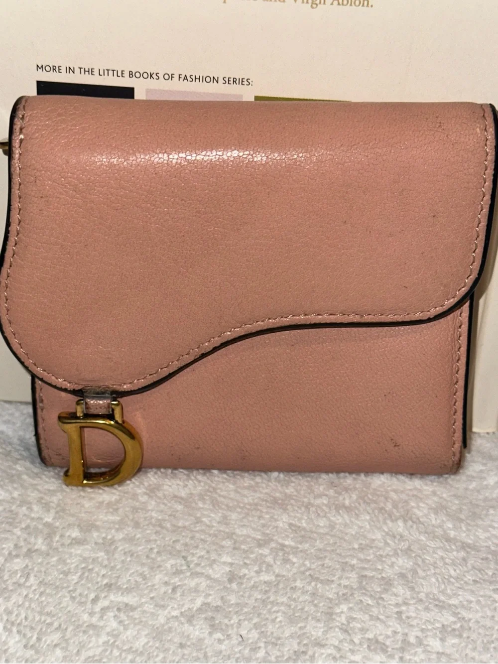 Christian Dior Saddle Compact Wallet Pink Leather